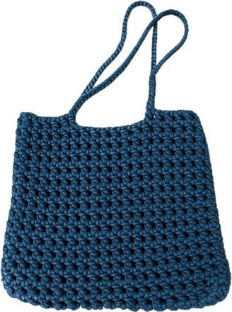 Generic Handmade Dark Green Crochet Shoulder Bag, Cotton Woven Tote with Beaded Strap, Medium Size 35x15x8 cm, Bohemian Style Casual Beach Handbag for Women