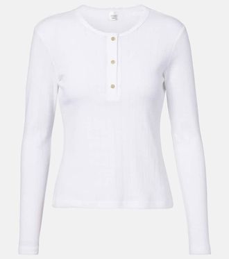 Leset Pointelle cotton Henley shirt