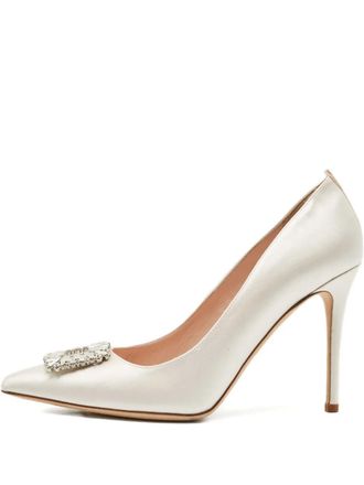 SJP by Sarah Jessica Parker 105mm satin heeled pumps - women - Satin/Leather/Leather - 39 - White