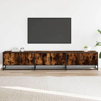 Berkfield Home TV Cabinet Smoked Oak 210x35x41 cm Engineered Wood in Brown | Size: 210 x 35 x 41 cm