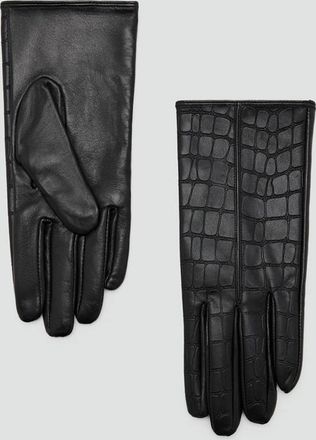 Mango Guanti pelle effetto cocco nero - Donna - S - MANGO