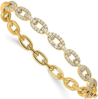 Diamond2Deal 14k Gold 2.15 Ct Lab Grown Diamond Link Bangle Bracelet