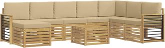 vidaXL Conjunto De Sof&aacute;s De Exterior 9 Uds. Y Beige Poli&eacute;ster Vidaxl