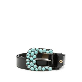 Valentino Garavani Turquoise-embellished VLogo Belt
