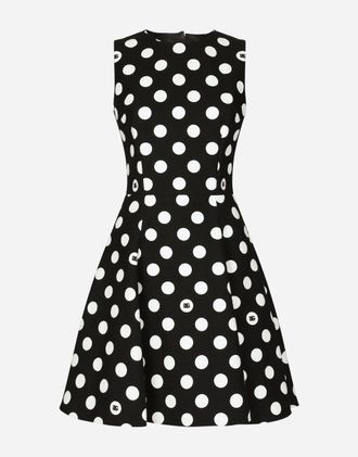 Dolce & Gabbana Short Cotton Rush-stitch Brocade Dress With Polka-dot Print - Woman Dresses Print 52