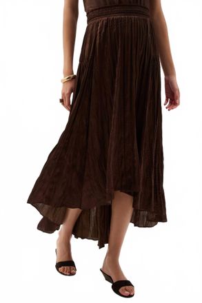 Joseph Ribkoff Pleated Satin Flare Skirt In Mahogany
