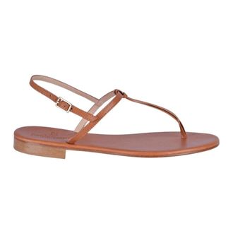 Paolo Ferrara Flat Sandals, female, Brown, Size: 10 US Nappa Thong Sandal
