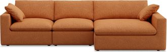 Castlery Modular Customized Wide Chaise Sectional Sofa with Machine Washable Covers and Feather-filled Cushions - Light Brown by Castlery