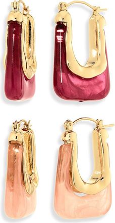 Tasha Set of 2 Resin Oval Hoop Earrings in Blush Fuchsia at Nordstrom Rack