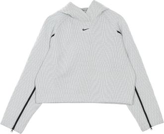 Nike Lichtgewicht Geometric Hoodie met Capuchon - Dames - Sportshirts - Grijs - XS - Katoen - Fitness
