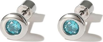 Classicharms Aurora Bezel Set Solitaire Stud Earrings in Silver/aquamarine at Nordstrom