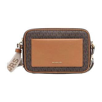 Michael Kors Tassen, Dames, Bruin, ONE Size, Katoen, Maeve Large Signature Logo Crossbody