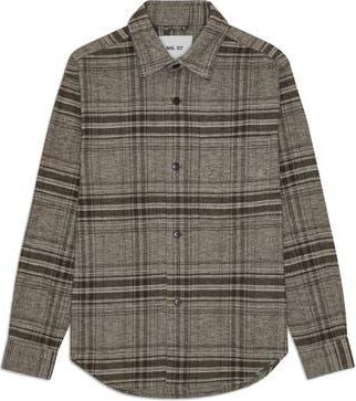 Nn.07 Adwin 5292 Plaid Organic Cotton Flannel Button-Up Shirt in Creme Check at Nordstrom Rack, Size Xx-Large