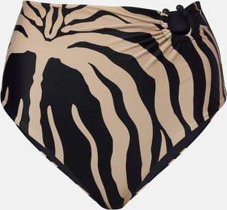 Johanna Ortiz Printed ring-detail bikini bottoms