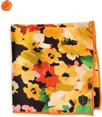 Clifton Wilson Yellow & Orange Floral Silk Pocket Square at Nordstrom