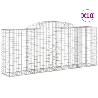 Berkfield Home Arched Gabion Baskets 10 pcs 300x50x120/140 cm Galvanised Iron in Silver