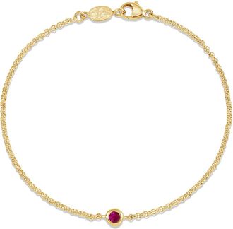 Dower & Hall Single Ruby Dewdrop Chain Bracelet