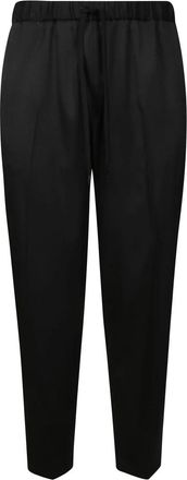 Maison Margiela Tailored Drawstring Broeken - Heren - Slim Fit Broeken - Zwart - XL - Leer - Broeken