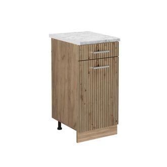 Vicco Mueble Bajo De Cocina R-line, Roble Artesanal, 40 Cm Et M&aacute;rmol