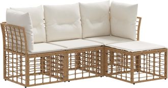 vidaXL Conjunto De Sof&aacute;s De Exterior Natural Poli&eacute;ster Vidaxl