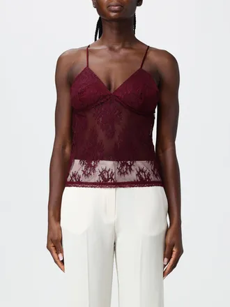 Hanita Sheer Lace V-Neck Evening Top with Adjustable Straps