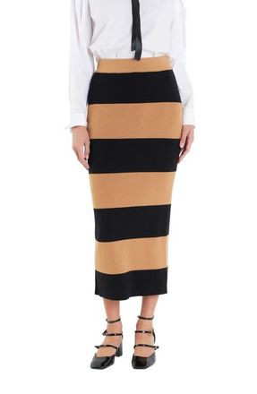 English Factory Stripe Knit Skirt in Camel/Black at Nordstrom, Size Small