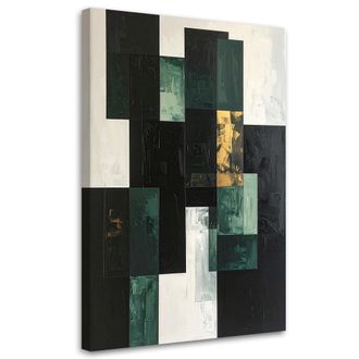 Feeby Cuadro Sobre Lienzo, Abstracci&oacute;n Formas Verde Gris, 80x120
