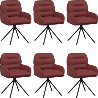 vidaXL Sillas De Comedor Giratorias 6 Uds. Cuero Sint&eacute;tico Rojo Vino Vidaxl