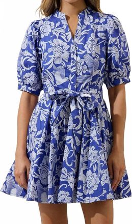 Sugarlips Vira Floral Swing Dress In Blue/white