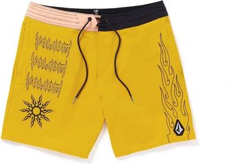 Volcom Mens About Time Liberators Board Shorts In Mustard/lemon