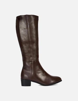 XY London Womens XY London Womens/Ladies Anne Low Block Heel Knee-High Boots - Brown - Size: 4