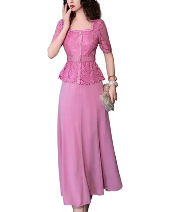 Burryco Red Solid Maxi Dress