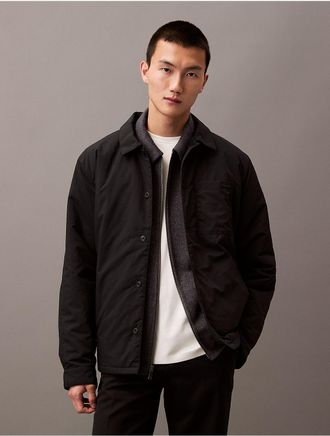 Calvin Klein Mens Crinkle Nylon Shirt Jacket - Black - XL