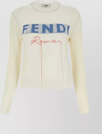 Fendi embroidered ribbed knit crew