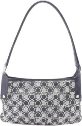 Ferragamo Pre-owned Shoulder Bags, female, Blue, Size: ONE SIZE Pre-owned Gancini Canvas Leather Shoulder Bag