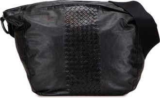 Bottega Veneta Pre-owned Womens Woven Leather Crossbody - Black - One Size