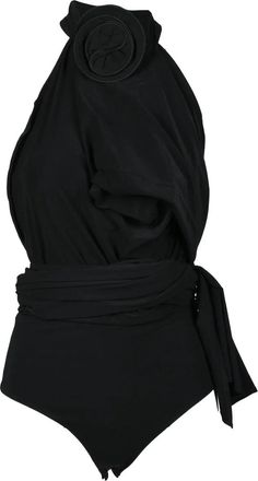 Magda Butrym Black Viscose Stretch Bodysuit