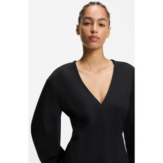 Boss Orange by Hugo Boss Dalerina Shaped Long Sleeve Minidress in Black at Nordstrom, Size 10