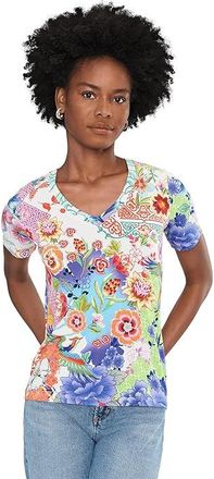 Johnny Was The Janie Favorite Short Sleeve V-Neck T-Shirts Womens Clothing Mcdreamer Print : LG, Rayon/Spandex
