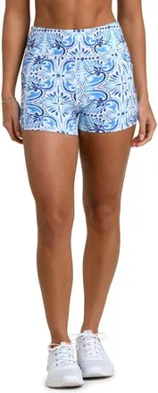 La Blanca Blue Tile High Waist Bike Shorts in Pacific Blue at Nordstrom, Size X-Large