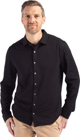 Cutter & Buck Advantage Tri-Blend Eco Soft Pique Long Sleeve Knitted Mens Button Up