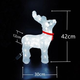 OEM Reno Luminoso Para Exteriores, 42 Cm De Alto, 40 Luces Led Y Decoraci&oacute;n Navide&ntilde;a
