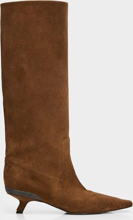 Brunello Cucinelli Suede Knee-High Boots