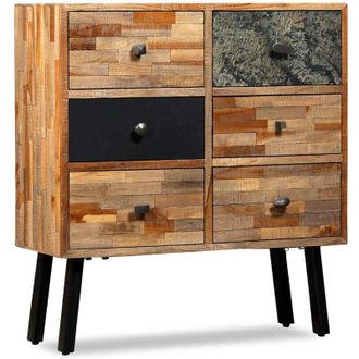 vidaXL Aparador Con 6 Cajones Teca Maciza Reciclada 70x30x76 Cm Vidaxl