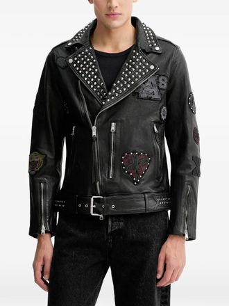 AllSaints Cole bikerjack met studs - Zwart