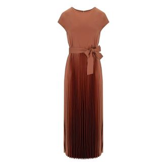 Max Mara Gela Jurk - Dames - Maxi kleedjes - Bruin - XS - Polyester - Kleedjes