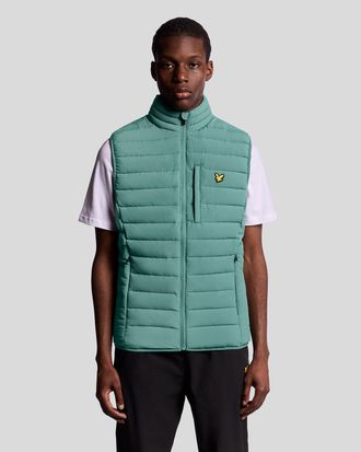 Lyle & Scott Mens Sports Lightweight Puffer Gilet - Green Nylon - Size X-Large