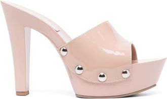 PARIS TEXAS Consuelo studded 120mm sandals - women - Calf Leather/Rubber/Patent Calf Leather - 39 - Neutrals
