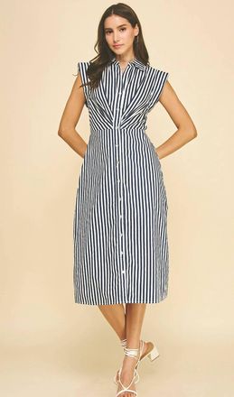 Pinch Design Ally Midi Dress In Navy Stripe