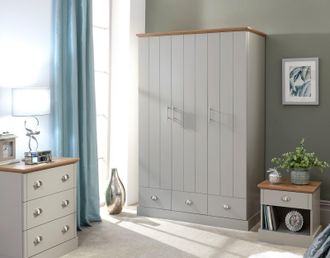 GFW Kendal 3 Door 3 Drawer Wardrobe in Grey